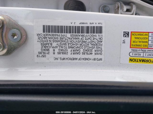 1HGCV1F38KA095525 Honda Accord Sport