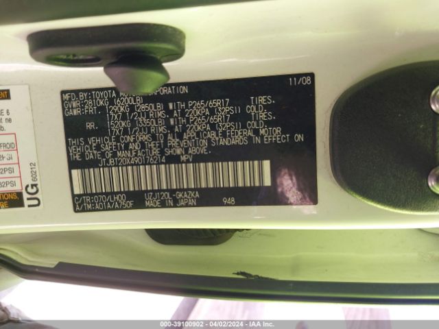 2009 LEXUS GX 470 JTJBT20X490176214 Photo 8