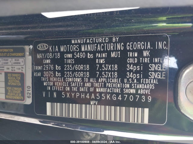 KIA Sorento 3.3l Ex 2019 5XYPH4A55KG470739 Image 9