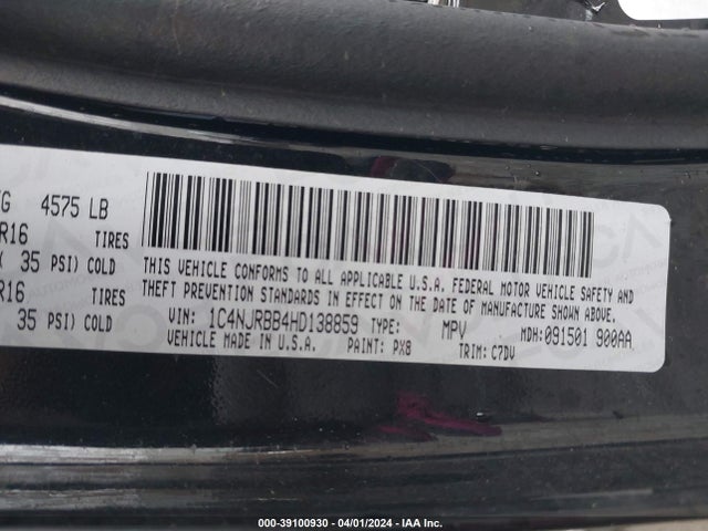 1C4NJRBB4HD138859 Jeep Patriot Sport 4x4