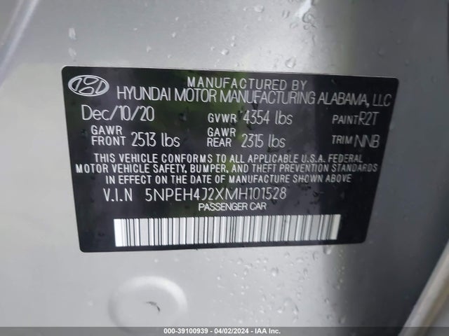 Hyundai Sonata Limited 2021 5NPEH4J2XMH101528 Image 9