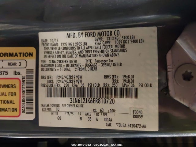 Lincoln MKZ 2014 3LN6L2JK6ER810720 Image 9
