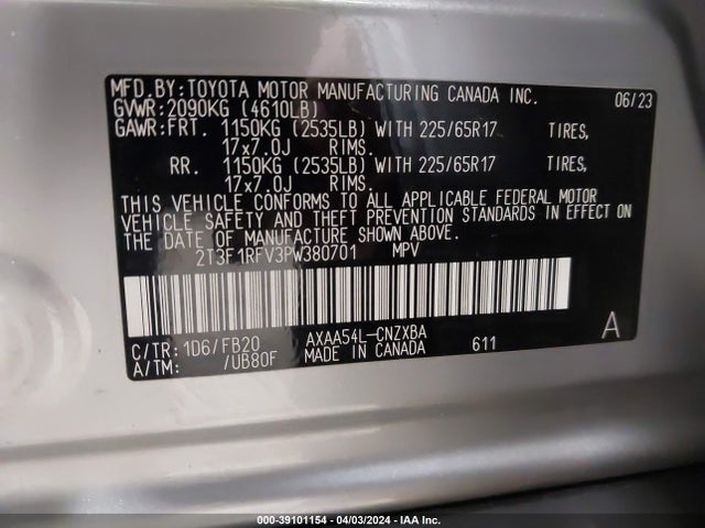 Toyota RAV4 LE 2023 2T3F1RFV3PW380701 Image 9