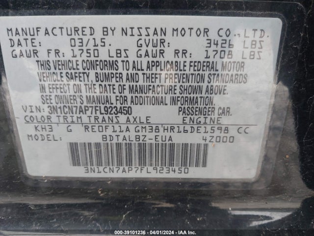 Nissan Versa 1.6 Sv 2015 3N1CN7AP7FL923450 Image 9