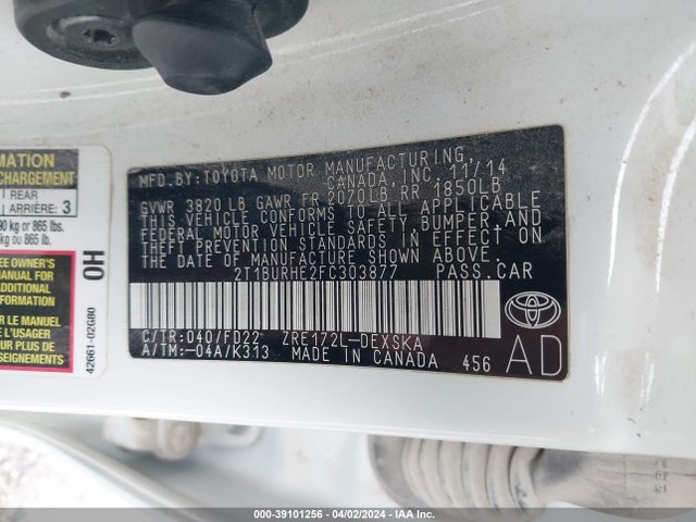 Toyota Corolla S Plus 2015 2T1BURHE2FC303877 Image 9