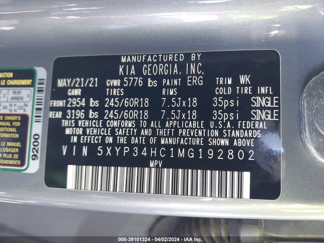 KIA Telluride Ex 2021 5XYP34HC1MG192802 Image 9