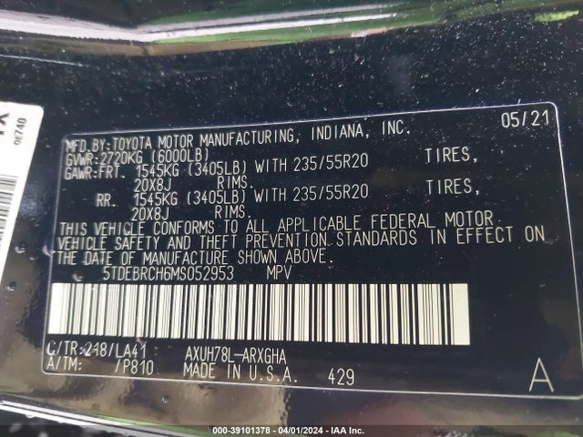 Toyota Highlander Hybrid Platinum 2021 5TDEBRCH6MS052953 Image 9