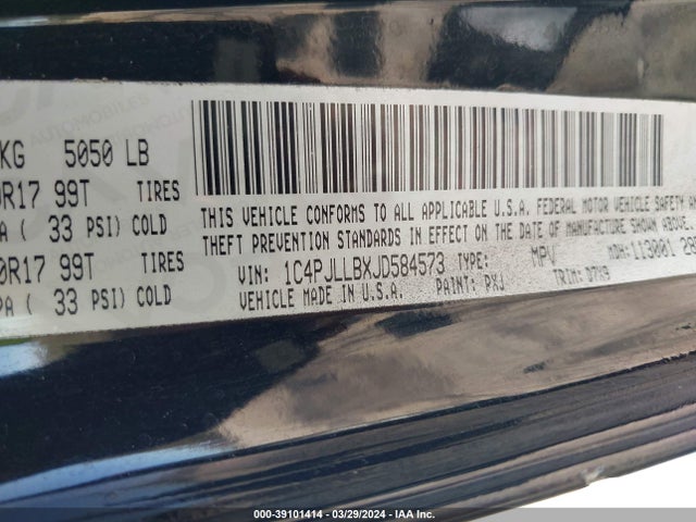 1C4PJLLBXJD584573 Jeep Cherokee Latitude Plus Fwd