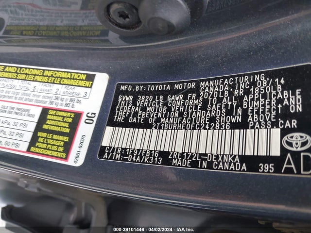 Toyota COROLLA LE 2015 2T1BURHE0FC242836 Image 9