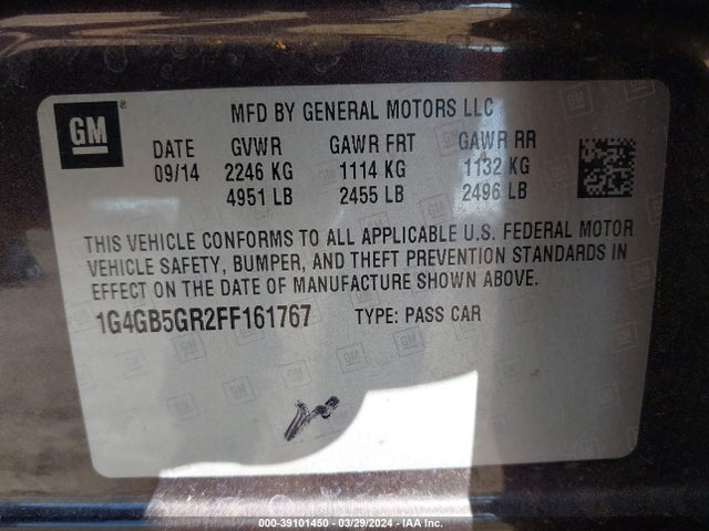 Buick Lacrosse Leather 2015 1G4GB5GR2FF161767 Image 9