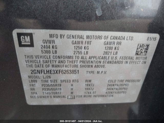 Chevrolet Equinox Ltz 2015 2GNFLHE3XF6263851 Image 9