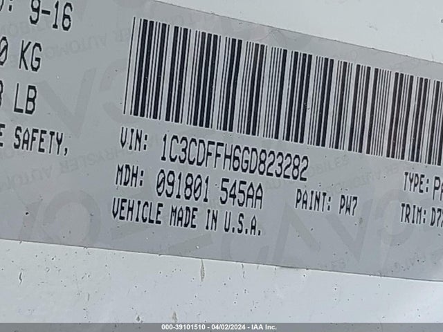 Dodge Dart Turdo 2016 1C3CDFFH6GD823282 Image 9