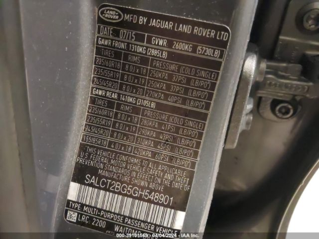 SALCT2BG5GH548901 Land Rover Discovery Sport Hse Lux