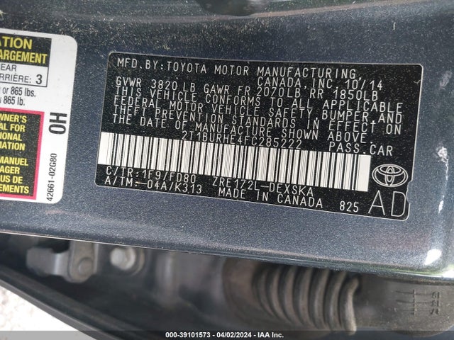 Toyota Corolla S Plus 2015 2T1BURHE4FC285222 Image 9
