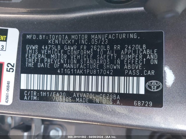 Toyota CAMRY SE 2023 4T1G11AK1PU817042 Image 9