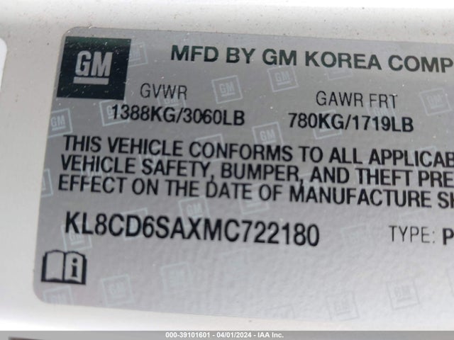 Chevrolet Spark Fwd 1lt Automatic 2021 KL8CD6SAXMC722180 Image 9