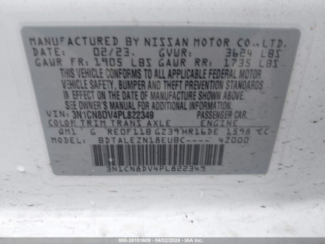 3N1CN8DV4PL822349 Nissan Versa 1.6 S Xtronic Cvt