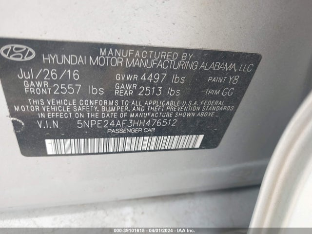 Hyundai Sonata 2017 5NPE24AF3HH476512 Image 9