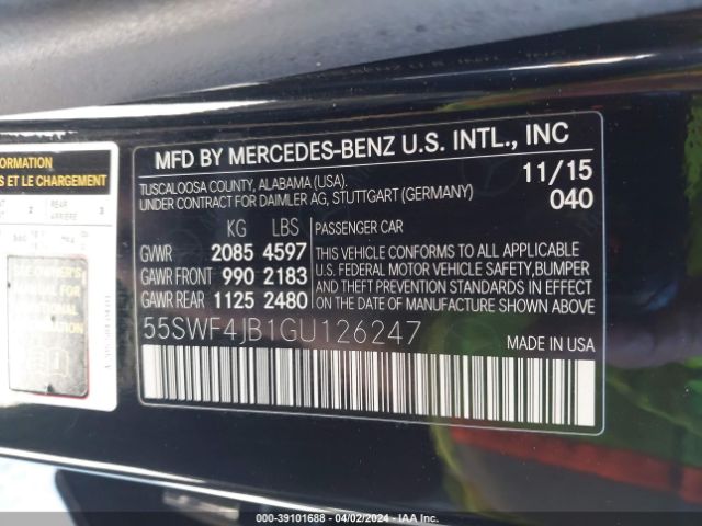 55SWF4JB1GU126247 Mercedes-Benz C 300 Luxury/sport
