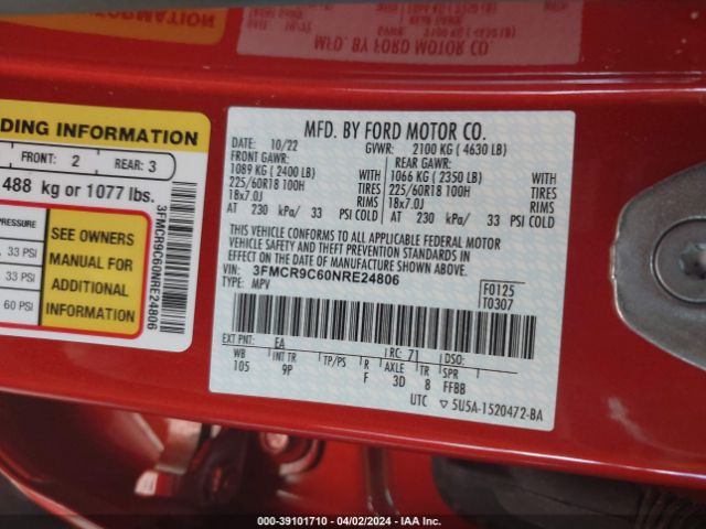 3FMCR9C60NRE24806 Ford Bronco Sport Outer Banks