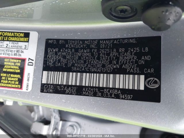 58ACA1C19NU013127 Lexus ES 300H
