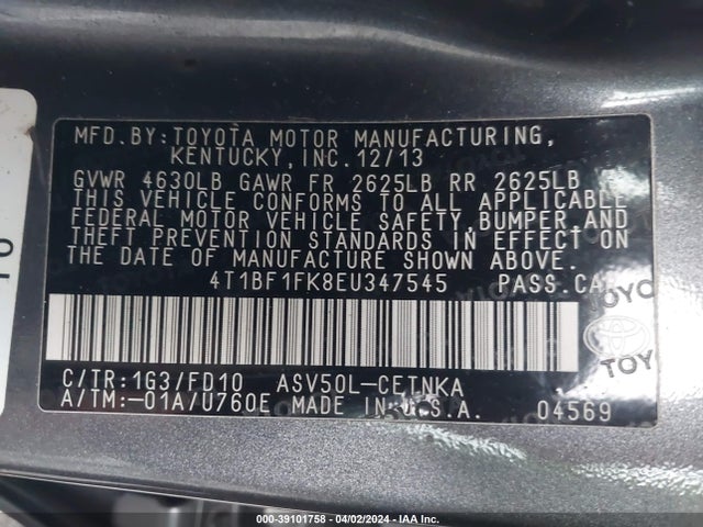 Toyota CAMRY LE 2014 4T1BF1FK8EU347545 Image 9