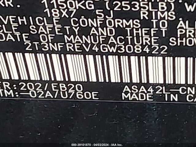 Toyota RAV4 SE 2016 2T3NFREV4GW308422 Image 9