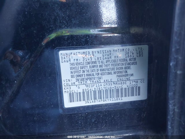 Nissan SENTRA SV 2019 3N1AB7AP8KY411841 Image 9