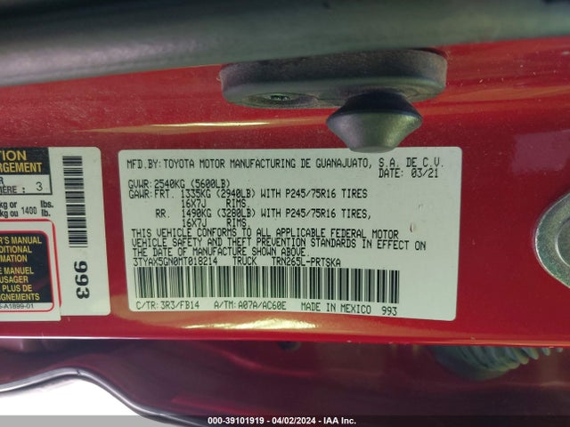 Toyota Tacoma Sr 2021 3TYAX5GN0MT018214 Image 9