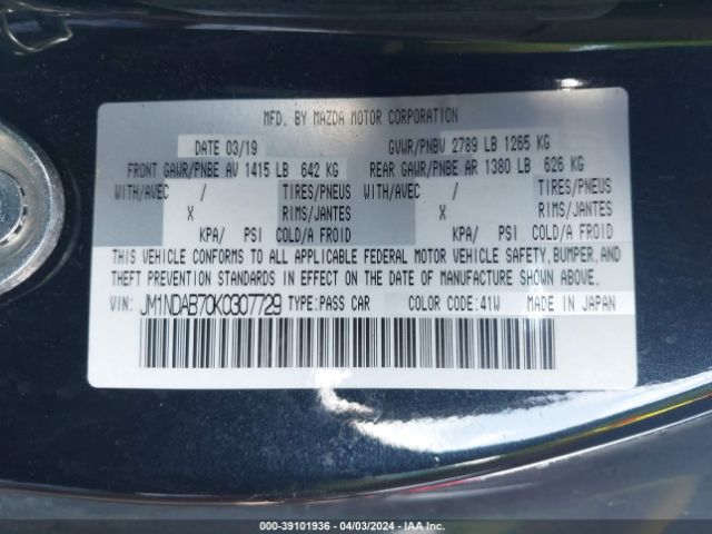 JM1NDAB70K0307729 Mazda Mx-5 Miata Sport