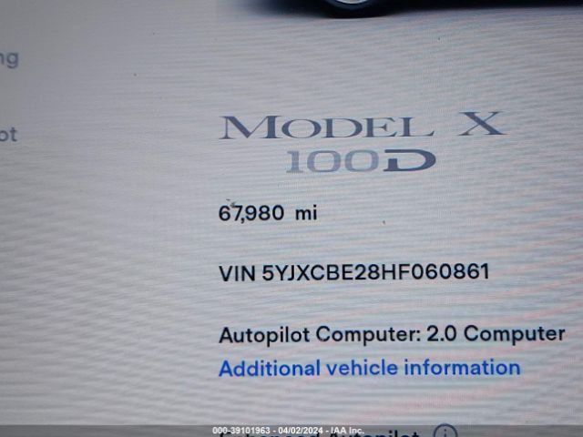 5YJXCBE28HF060861 Tesla Model X 100d/75d/90d