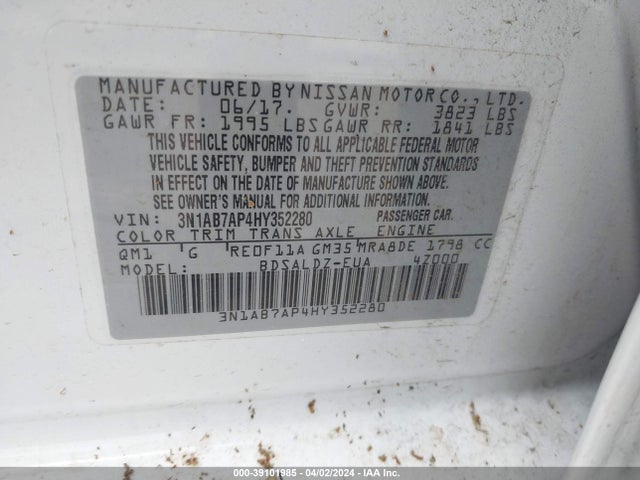 Nissan SENTRA SV 2017 3N1AB7AP4HY352280 Image 9