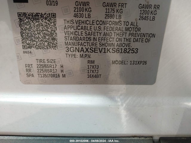 Chevrolet EQUINOX LS 2019 3GNAXSEV1KS618253 Image 9