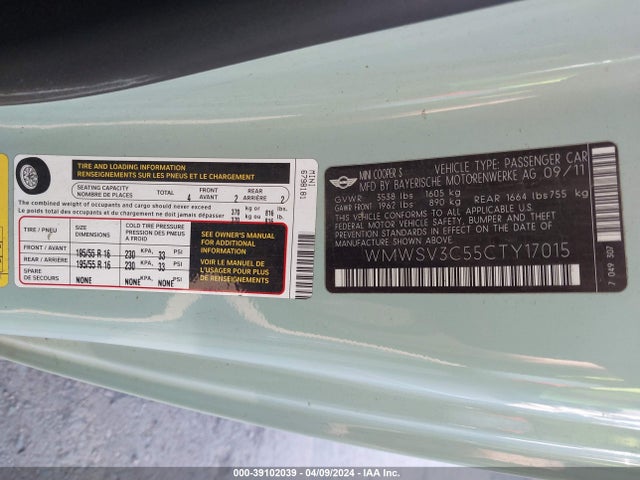 2012 MINI COOPER S WMWSV3C55CTY17015 Photo 8