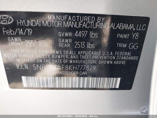 Hyundai SONATA SEL 2019 5NPE34AF8KH777829 Image 9