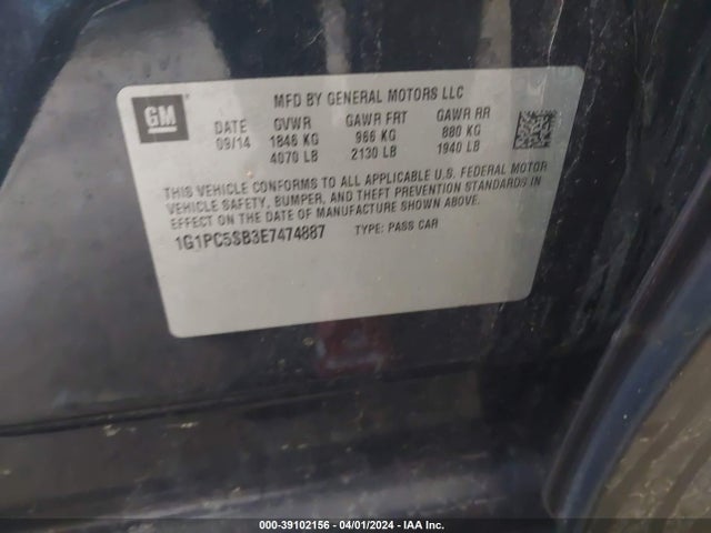 Chevrolet Cruze 1lt Auto 2014 1G1PC5SB3E7474887 Image 9