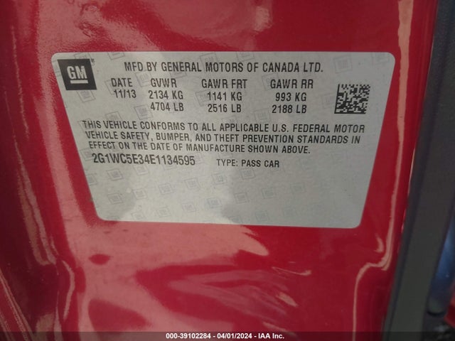 Chevrolet Impala Limited Ltz 2014 2G1WC5E34E1134595 Image 9