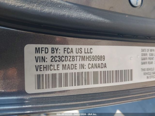 2C3CDZBT7MH590989 Dodge Challenger R/t