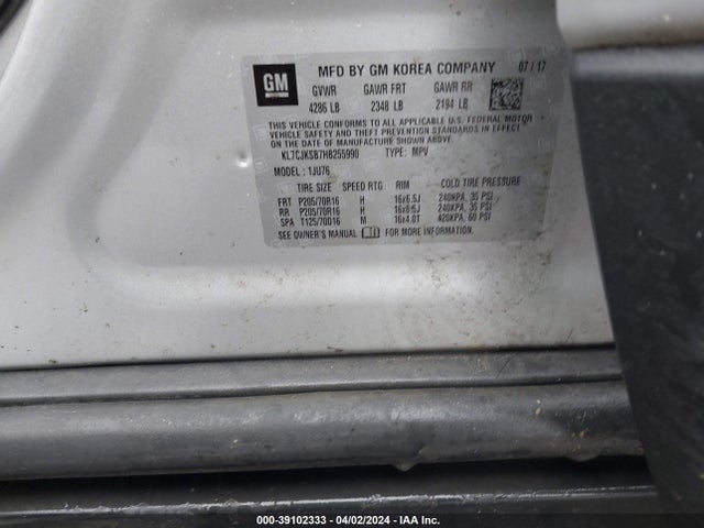 Chevrolet TRAX LS 2017 KL7CJKSB7HB255990 Image 9