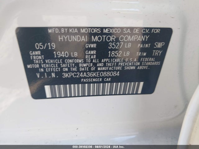 Hyundai ACCENT SE 2019 3KPC24A36KE088084 Image 9