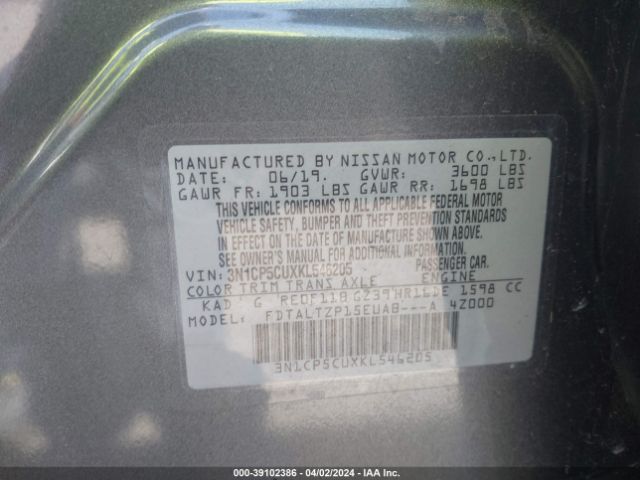 3N1CP5CUXKL546205 Nissan KICKS SR