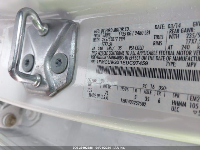 Ford ESCAPE SE 2014 1FMCU9GX1EUC97459 Image 9
