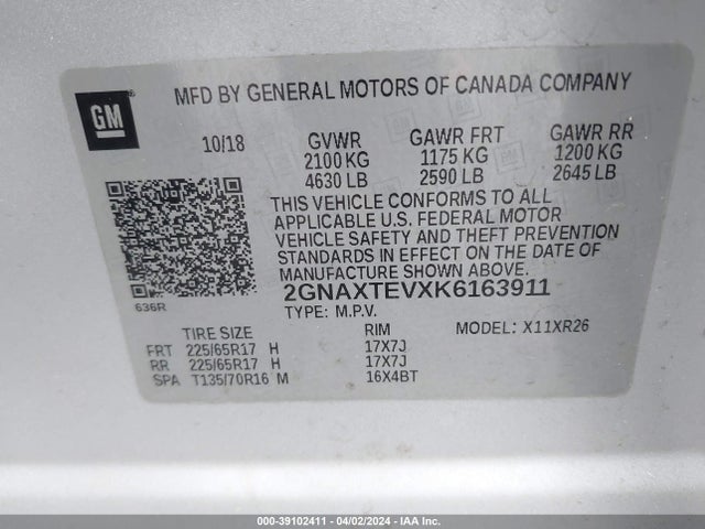 Chevrolet EQUINOX LT 2019 2GNAXTEVXK6163911 Image 9