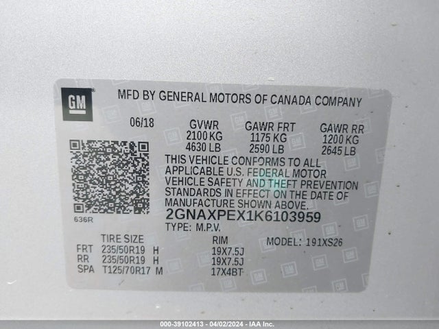 Chevrolet Equinox Premier 2019 2GNAXPEX1K6103959 Image 9