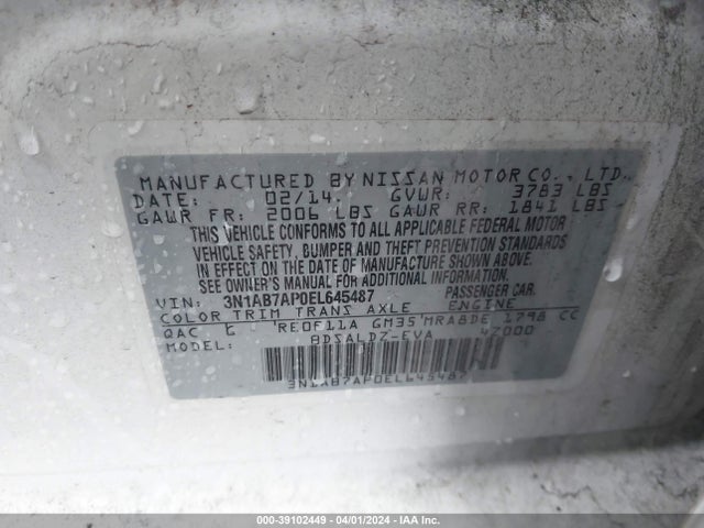 Nissan SENTRA SV 2014 3N1AB7AP0EL645487 Image 9