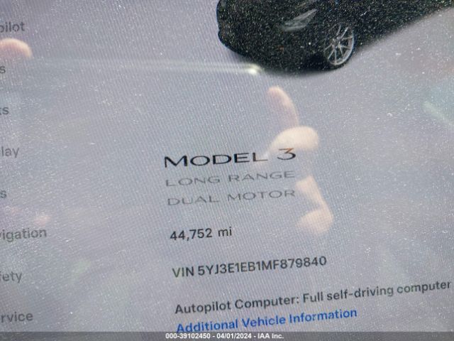 5YJ3E1EB1MF879840 Tesla Model 3 Long Range Dual Motor All-wheel Drive