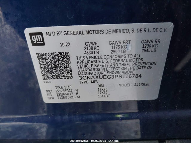 Chevrolet Equinox Awd Lt 2023 3GNAXUEG3PS116784 Image 9
