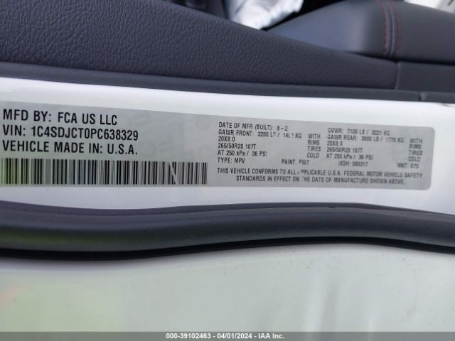 1C4SDJCT0PC638329 Dodge Durango R/t Plus Awd