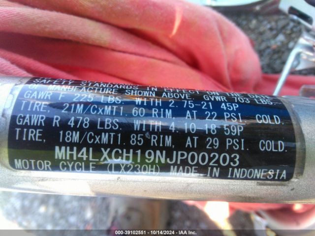 2022 KAWASAKI KLX230 MH4LXCH19NJP00203 Photo 9