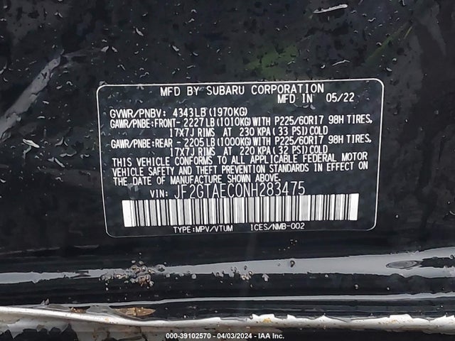 Subaru Crosstrek Premium 2022 JF2GTAEC0NH283475 Image 9